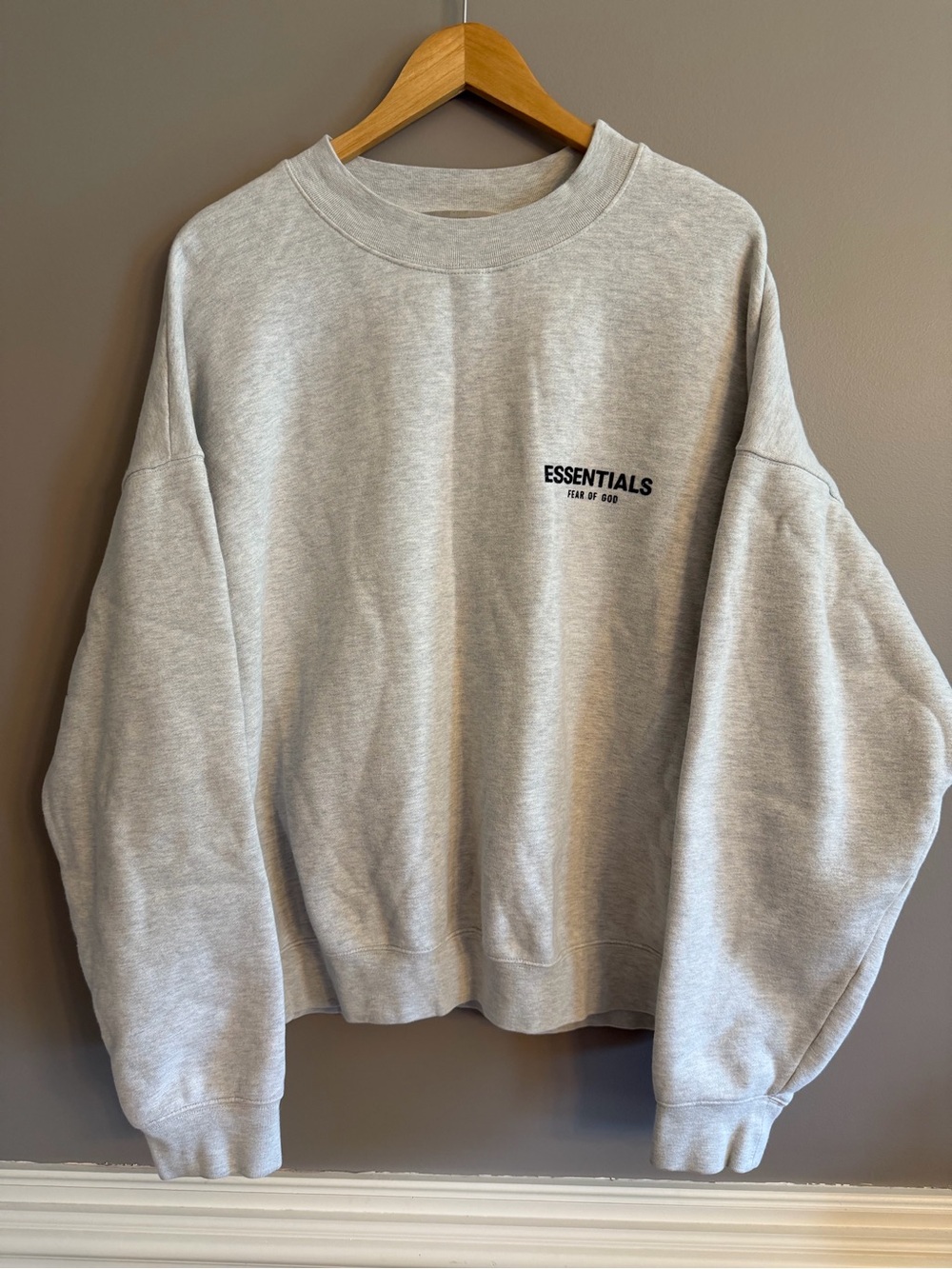 Fear of God Crewneck Sweatshirt in Light Gray with Chest Logo